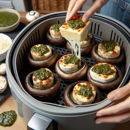 Crispy Halloumi and Pesto Stuffed Portobello Mushrooms