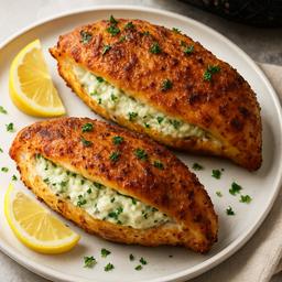 Crispy Lemon Herb Stuffed Chicken