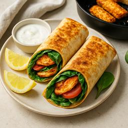 Crispy Halloumi and Spinach Wraps